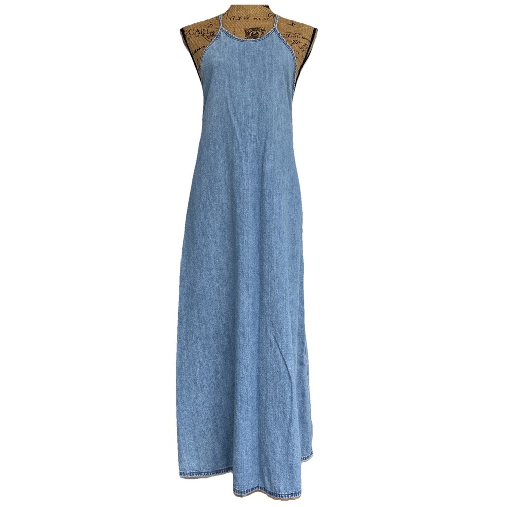 Zara Light Blue Denim Maxi Dress